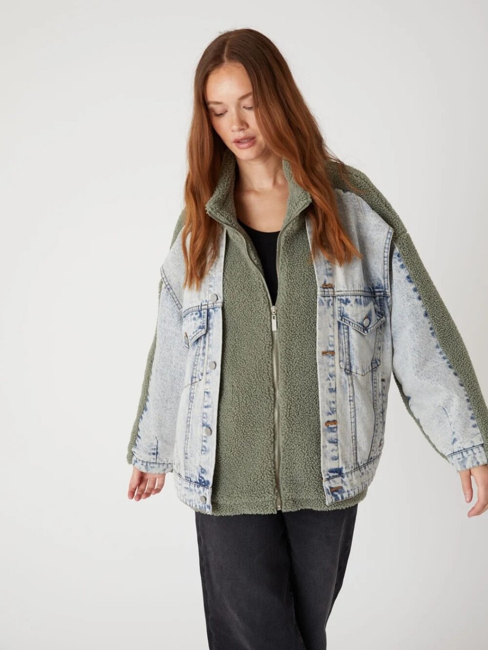 BLANK NYC | Slumber Party Teddy Denim Slouchy Oversized Jacket Size Small